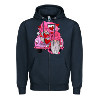 Navy farm truck,gnomies valentines Zipper Hoodie - JahusDesignShop