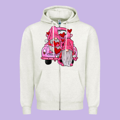 Farm Truck,gnomies Valentines Zipper Hoodie Designed By Jahusdesignshop