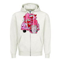 Oatmeal Heather farm truck,gnomies valentines Zipper Hoodie - JahusDesignShop