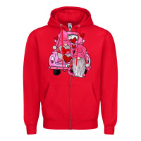 Red farm truck,gnomies valentines Zipper Hoodie - JahusDesignShop