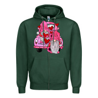 Sports Green farm truck,gnomies valentines Zipper Hoodie - JahusDesignShop