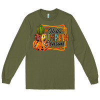 Army Green hello pumpkin season Long Sleeve Tee - RacoonDesign