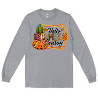 Heather Grey hello pumpkin season Long Sleeve Tee - RacoonDesign