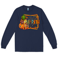 Navy hello pumpkin season Long Sleeve Tee - RacoonDesign
