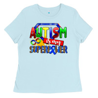 Baby Blue autism is my superpower Ladies Tee - AdoDesignShop