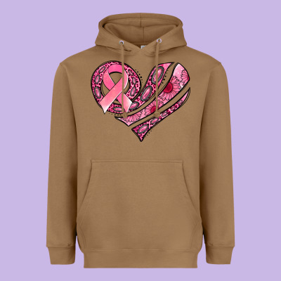 Breast Cancer Awareness Heart Heavyweight Hoodie Designed By Jasminsmagicworld
