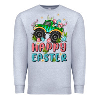 Heather Grey easter monster truck Premium Sweatshirt - MaliasSmallBusiness
