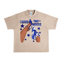 French Oak I Have Two Moods Royal Blue Sneakers Afro Girl Urban Heavy Tee - texasbilliewilder
