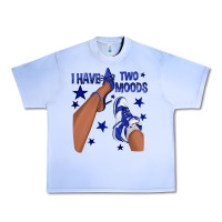 Grape Ice I Have Two Moods Royal Blue Sneakers Afro Girl Urban Heavy Tee - texasbilliewilder