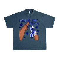 Midnight Navy I Have Two Moods Royal Blue Sneakers Afro Girl Urban Heavy Tee - texasbilliewilder