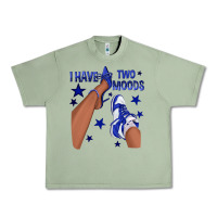 Oil Green I Have Two Moods Royal Blue Sneakers Afro Girl Urban Heavy Tee - texasbilliewilder