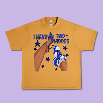 I Have Two Moods Royal Blue Sneakers Afro Girl Urban Heavy Tee Designed By Texasbilliewilder