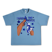 Pebble Blue I Have Two Moods Royal Blue Sneakers Afro Girl Urban Heavy Tee - texasbilliewilder