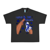 Pigment Black I Have Two Moods Royal Blue Sneakers Afro Girl Urban Heavy Tee - texasbilliewilder