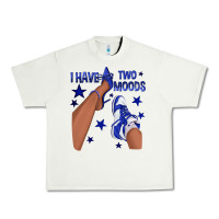 Pistachio I Have Two Moods Royal Blue Sneakers Afro Girl Urban Heavy Tee - texasbilliewilder