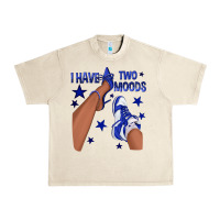 Sandshell I Have Two Moods Royal Blue Sneakers Afro Girl Urban Heavy Tee - texasbilliewilder