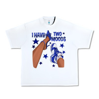White I Have Two Moods Royal Blue Sneakers Afro Girl Urban Heavy Tee - texasbilliewilder