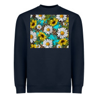Navy Daisy and sunflower Heavyweight Sweatshirt - RanaPortraitStore