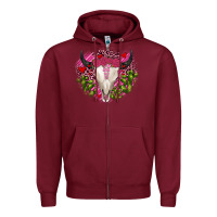 Burgundy bull skull cactus valentines Zipper Hoodie - JahusDesignShop