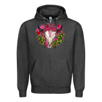 Charcoal Heather bull skull cactus valentines Zipper Hoodie - JahusDesignShop