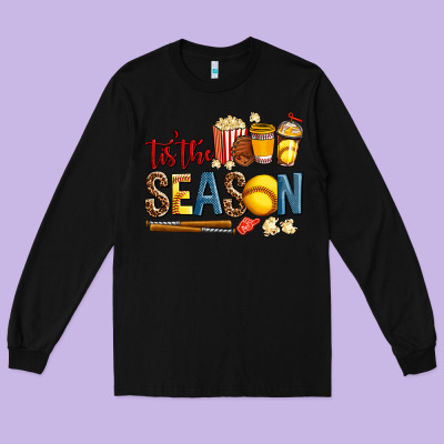 Tis The Season Softball Long Sleeve Tee Designed By Adodesignshop