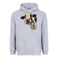 Heather Grey Cute Holstein Heifer Heavyweight Hoodie - LillyAllenDesigns