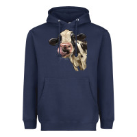 Navy Cute Holstein Heifer Heavyweight Hoodie - LillyAllenDesigns