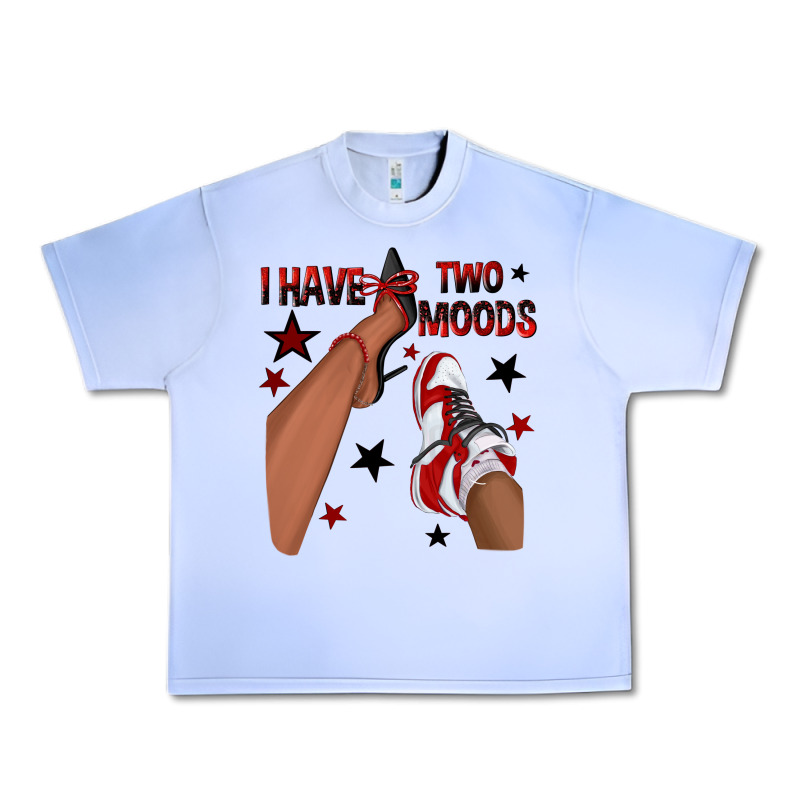 I Have Two Moods Black And Red Sneakers Afro Girl Urban Heavy Tee by texasbilliewilder | Teevron