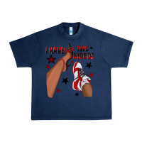 Navy I Have Two Moods Black and Red Sneakers Afro Girl Urban Heavy Tee - texasbilliewilder