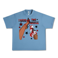 Pebble Blue I Have Two Moods Black and Red Sneakers Afro Girl Urban Heavy Tee - texasbilliewilder