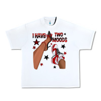 White I Have Two Moods Black and Red Sneakers Afro Girl Urban Heavy Tee - texasbilliewilder