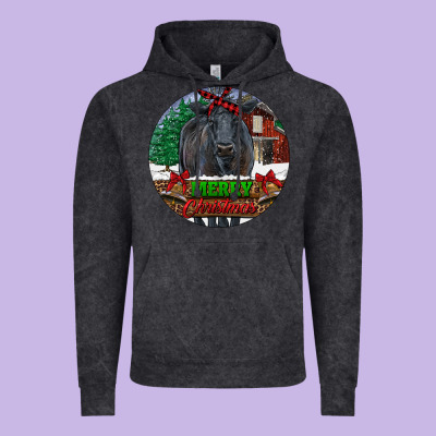 Vintage Hoodie Black Angus Cattle Merry Christmas
