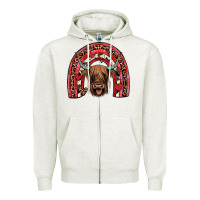 Oatmeal Heather valentines highland cow rainbow Zipper Hoodie - JahusDesignShop