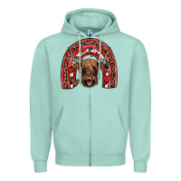 Seafoam valentines highland cow rainbow Zipper Hoodie - JahusDesignShop