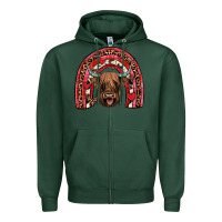 Sports Green valentines highland cow rainbow Zipper Hoodie - JahusDesignShop