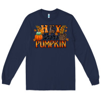 Navy hey there pumpkin Long Sleeve Tee - RacoonDesign