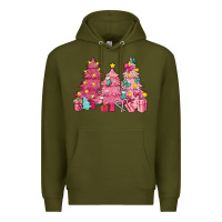 Army Green Pink Christmas trees Premium Hoodie - NancyCooperArtShop