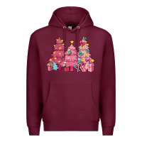 Burgundy Pink Christmas trees Premium Hoodie - NancyCooperArtShop