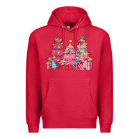 Cardinal Pink Christmas trees Premium Hoodie - NancyCooperArtShop