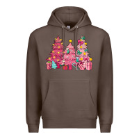 Coffee Pink Christmas trees Premium Hoodie - NancyCooperArtShop