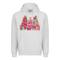 Dove Grey Pink Christmas trees Premium Hoodie - NancyCooperArtShop