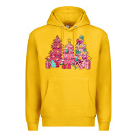 Lemon Pink Christmas trees Premium Hoodie - NancyCooperArtShop