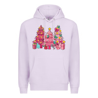 Lilac Pink Christmas trees Premium Hoodie - NancyCooperArtShop