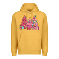 Mustard Pink Christmas trees Premium Hoodie - NancyCooperArtShop