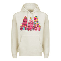 Oatmeal Heather Pink Christmas trees Premium Hoodie - NancyCooperArtShop