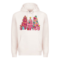 Pale Pink Pink Christmas trees Premium Hoodie - NancyCooperArtShop