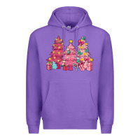 Purple Pink Christmas trees Premium Hoodie - NancyCooperArtShop