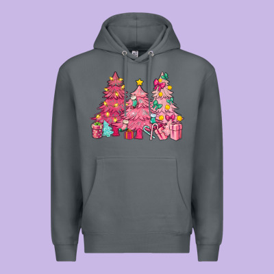 Pink Christmas Trees Premium Hoodie Designed By Nancycooperartshop