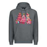 Rock Pink Christmas trees Premium Hoodie - NancyCooperArtShop