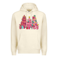 Sandshell Pink Christmas trees Premium Hoodie - NancyCooperArtShop